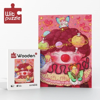 WitPuzzle "Guardian" Wooden Irregular Puzzle – Giant Rabbit’s Starlit Embrace