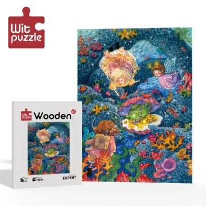WitPuzzle "Ocean Treasure" Wooden Irregular Puzzle – Undersea Shell Treasure Adventure