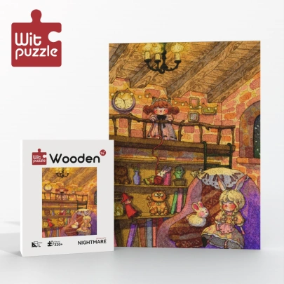 WitPuzzle "Cozy Attic" Wooden Irregular Puzzle – Storybook Loft Life